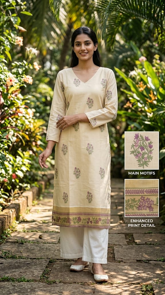 Mayas Traditional Lovely Flower Print Kurthi